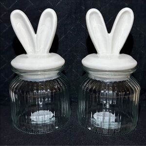 Glass Jars With Bunny Ear Lids by Essentials~Set of 2~NEW!